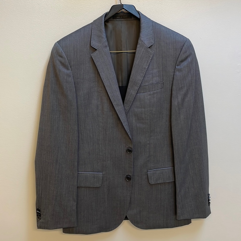 Boss Hugo Boss Mens Hasley Blazer Suit Jacket Gray Striped Wool Size 38R Current